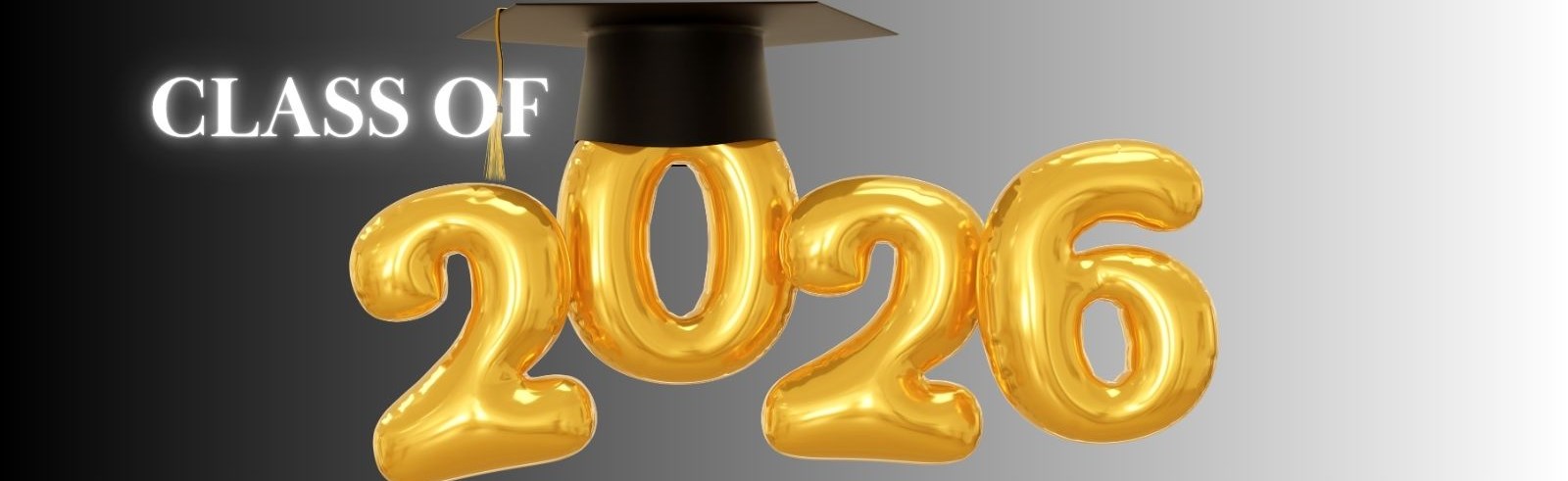 Graduating Class of 2026 Banner with hands holding graduation caps